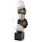 15.75" Black Glass Abstract Stacked Orb Sculpture with Black Base